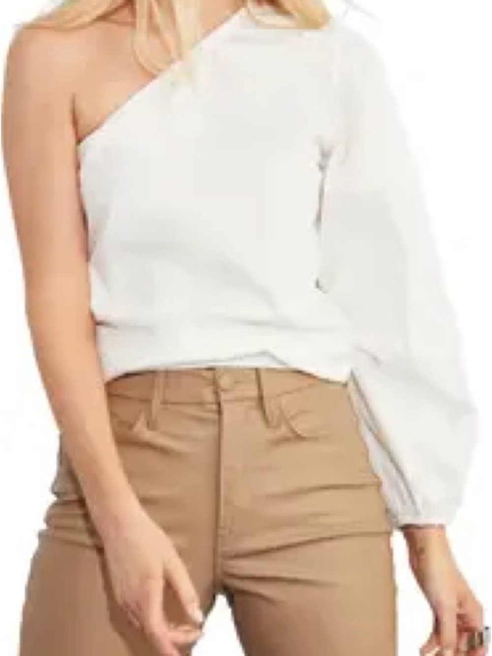 Marcella Garfield White One-Shoulder Puff Sleeve Top